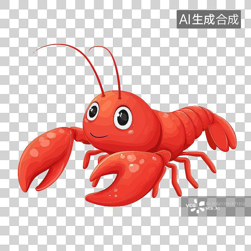 【AI数字艺术】红色的卡通小龙虾图片素材