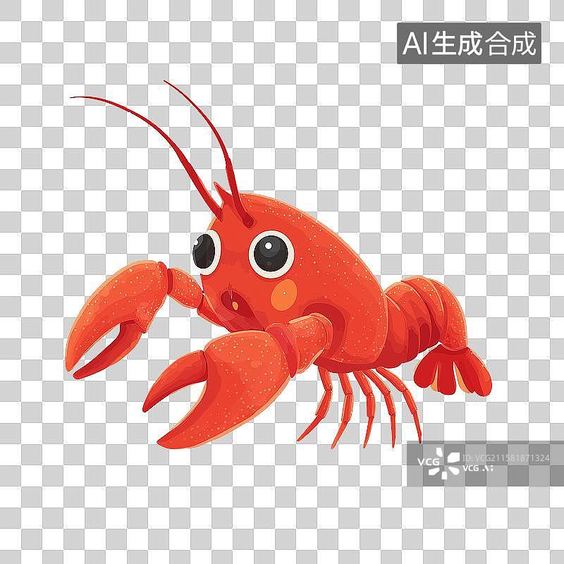 【AI数字艺术】红色的卡通小龙虾图片素材