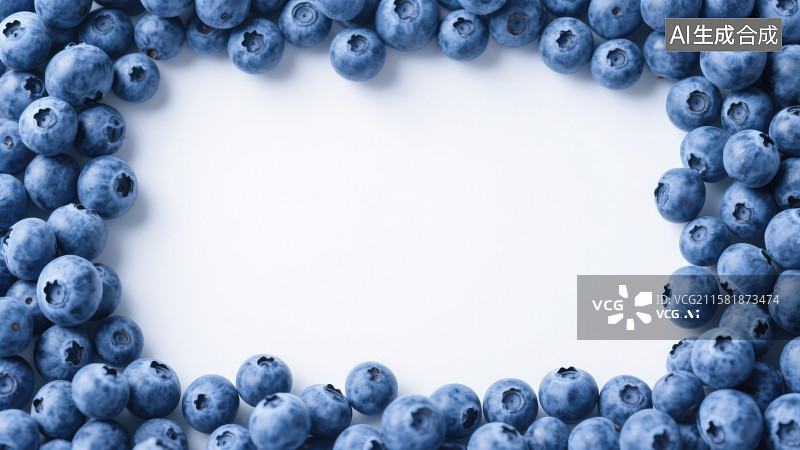 【AI数字艺术】新鲜水果蓝莓组成的边框构图图片素材