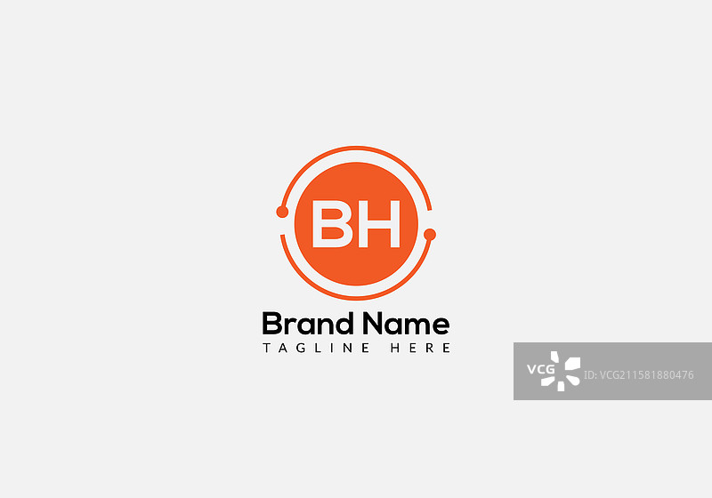 现代抽象的BH字母初始字母标志图片素材