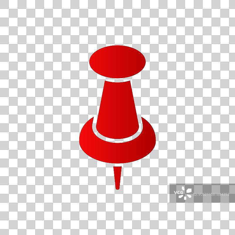 聚焦的亮红色图钉，带金属尖端图片素材