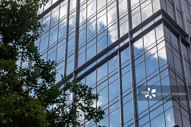 四川省成都市蓝天白云下高楼大厦，金融，建筑，图片素材