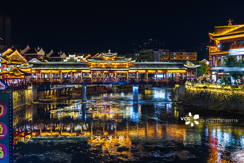 湖南郴州裕后街郴江桥夜景图片素材
