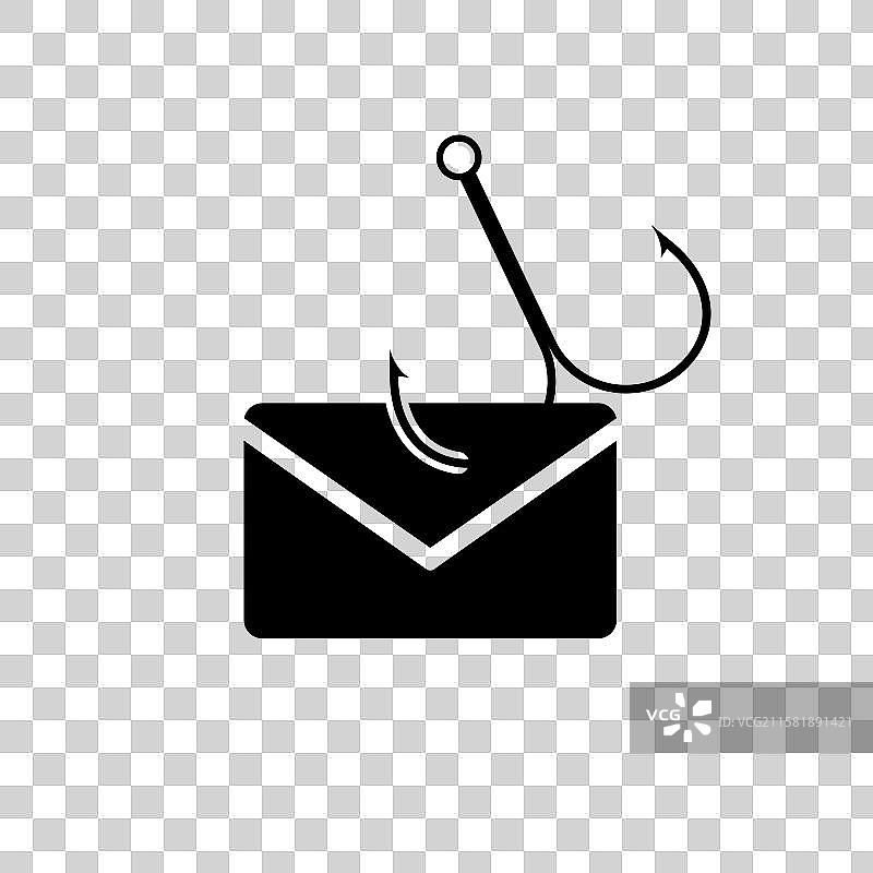 电子邮件符号与钓鱼钩的结合象征着图片素材