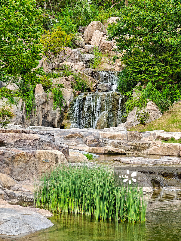 上海世博文化公园双子山溪流浅滩图片素材