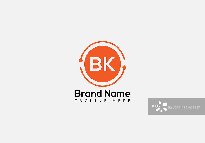 现代抽象字母BK字母标志设计图片素材
