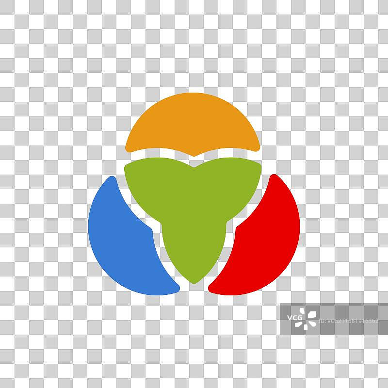 色彩斑斓的抽象标志，四个相互交错的部分图片素材