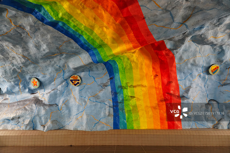 瑞典斯德哥尔摩Stadion彩虹地铁站图片素材