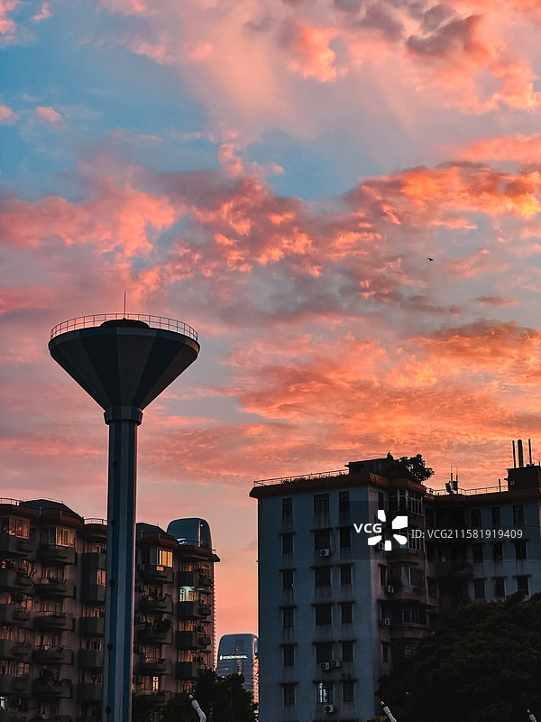 广州城市日落晚霞图片素材