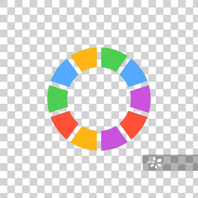 multicolor wheel design with six segments in图片素材