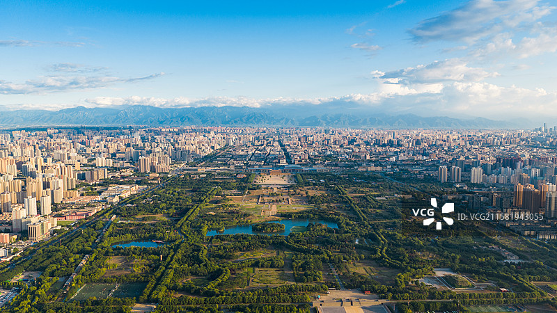 航拍西安大明宫遗址丹凤门图片素材