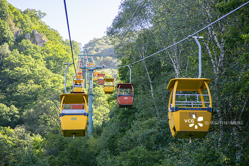 河北省平山县“驼梁”景区索道图片素材