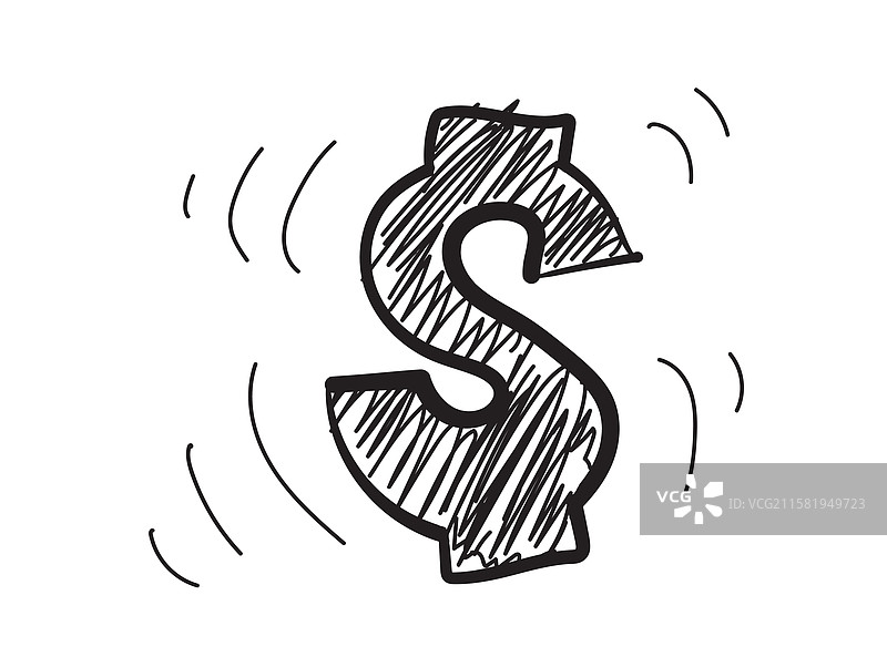 手绘美元图标 美国货币符号 美元硬币图片素材