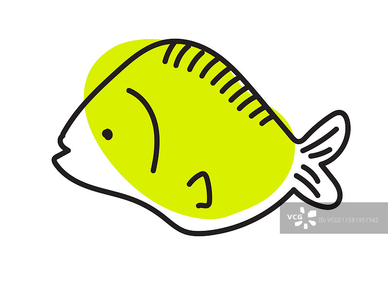 手绘涂鸦鱼类素描图标图片素材