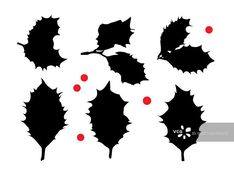 冬青浆果叶子图标 圣诞浆果磨损叶子图片素材