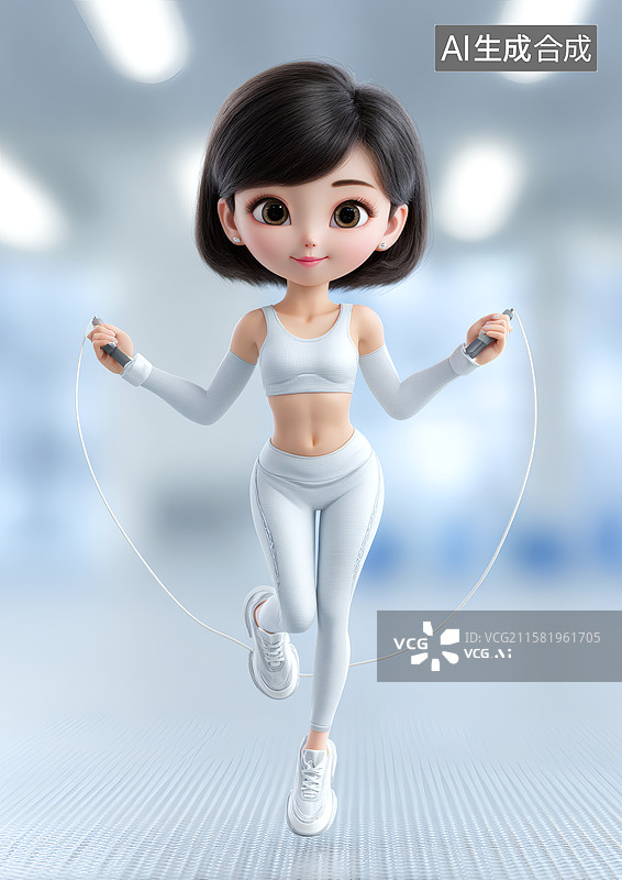 【AI数字艺术】一个女生正在跳绳图片素材