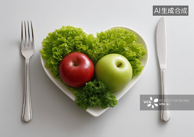 【AI数字艺术】健康早餐苹果蔬菜图片素材