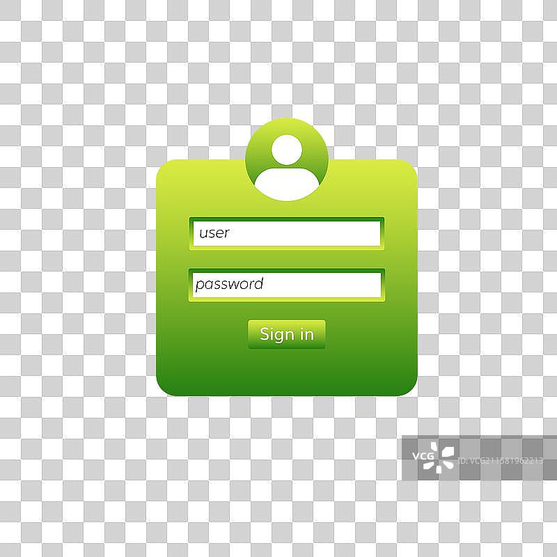 绿色登录表单，带有用户图标和图片素材