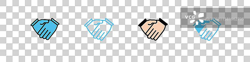 多样化的握手图标，颜色各异图片素材