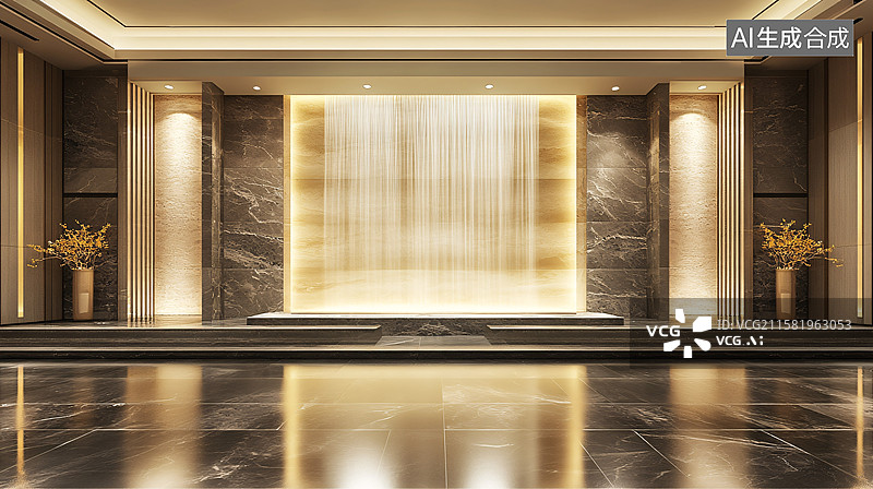 【AI数字艺术】豪华大理石大厅室内场景图片素材