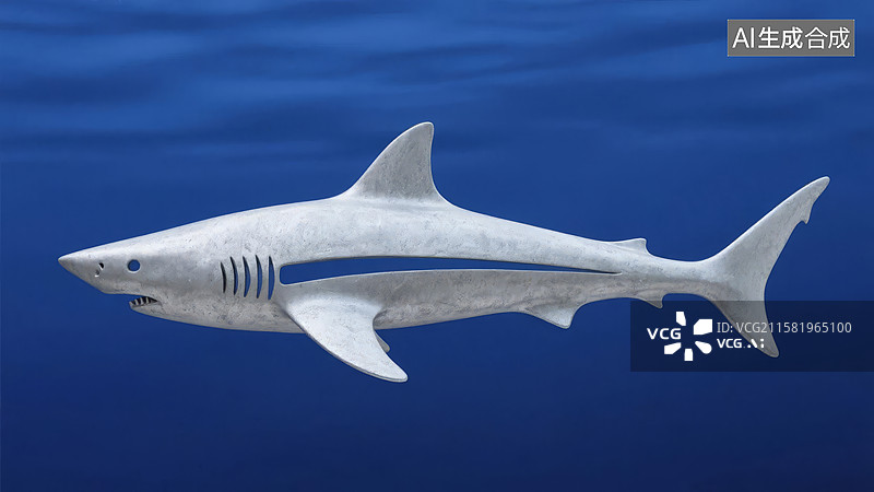 【AI数字艺术】深海中的大白鲨图片素材