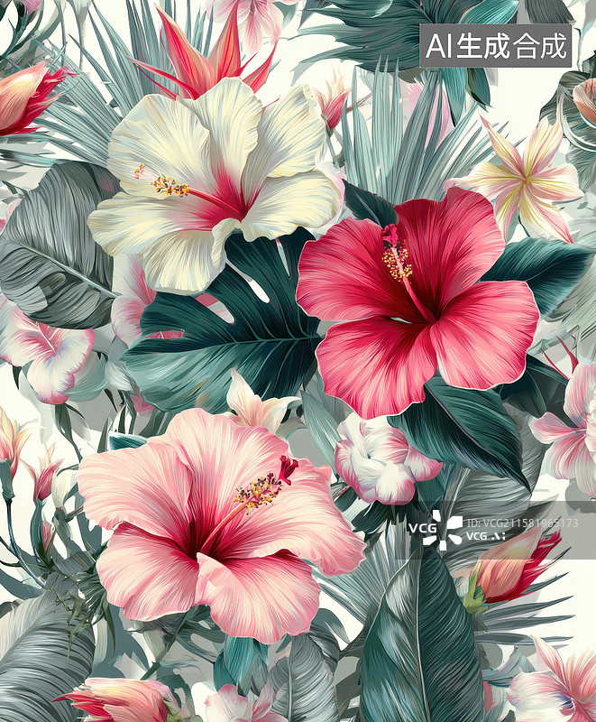 【AI数字艺术】花卉图案背景图片素材