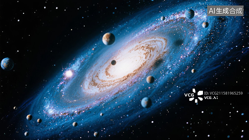 【AI数字艺术】星系与行星的宇宙景象图片素材