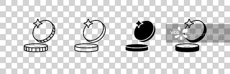 一组带星星图案的简单硬币符号图片素材