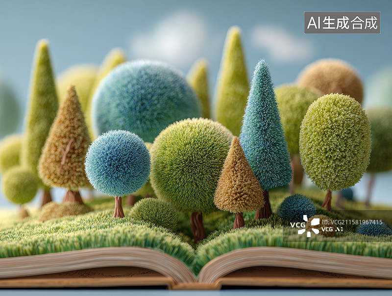 【AI数字艺术】书屿萌森：绒植童话的立体叙事图片素材