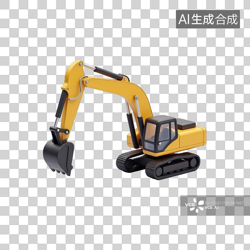 【AI数字艺术】卡通挖掘机三维素材图片素材