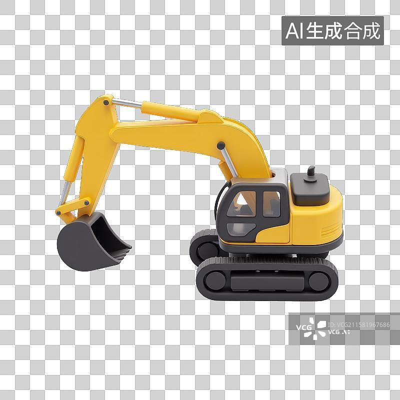 【AI数字艺术】卡通挖掘机三维素材图片素材