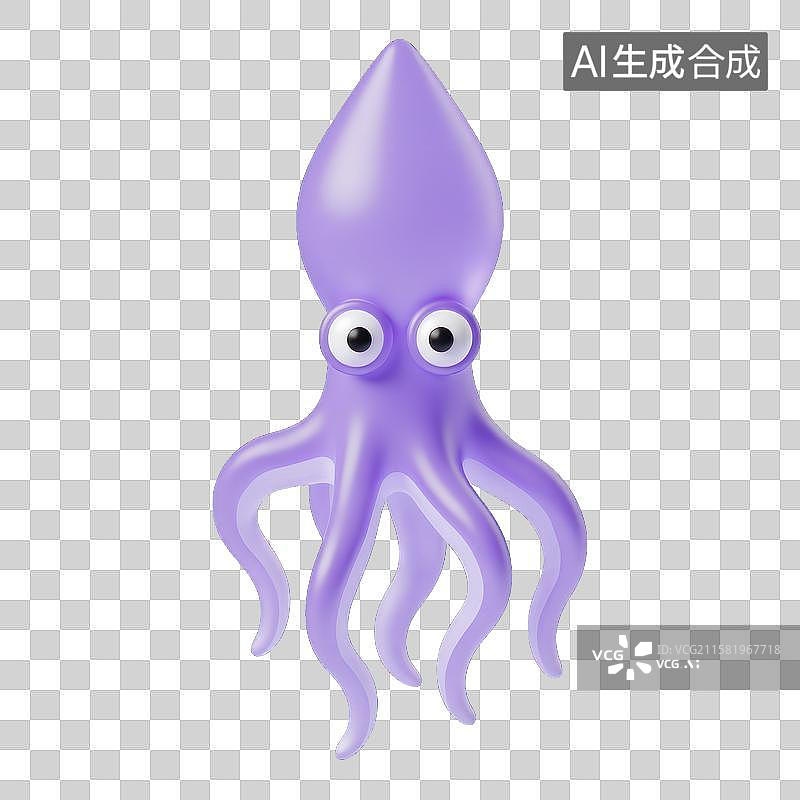 【AI数字艺术】可爱海洋生物卡通鱿鱼墨鱼素材图片素材