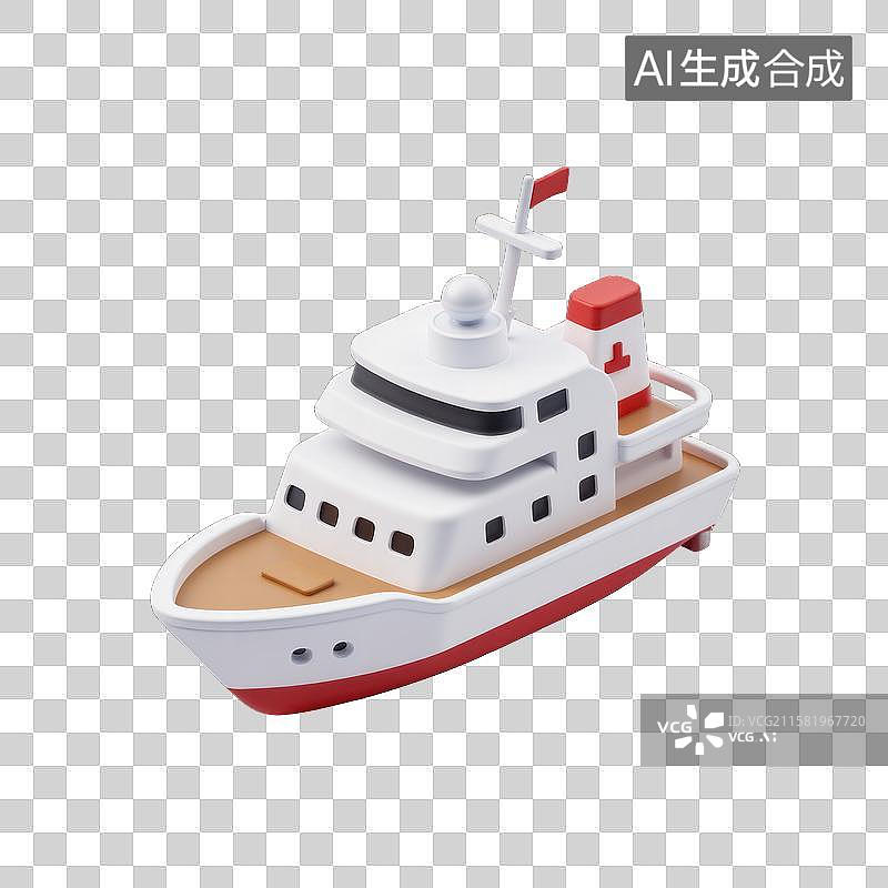 【AI数字艺术】迷你游艇模型卡通风格小游艇图片素材