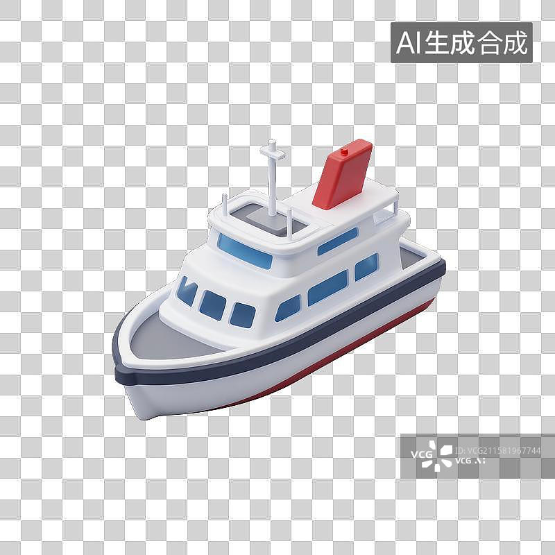 【AI数字艺术】迷你游艇模型卡通风格小游艇图片素材