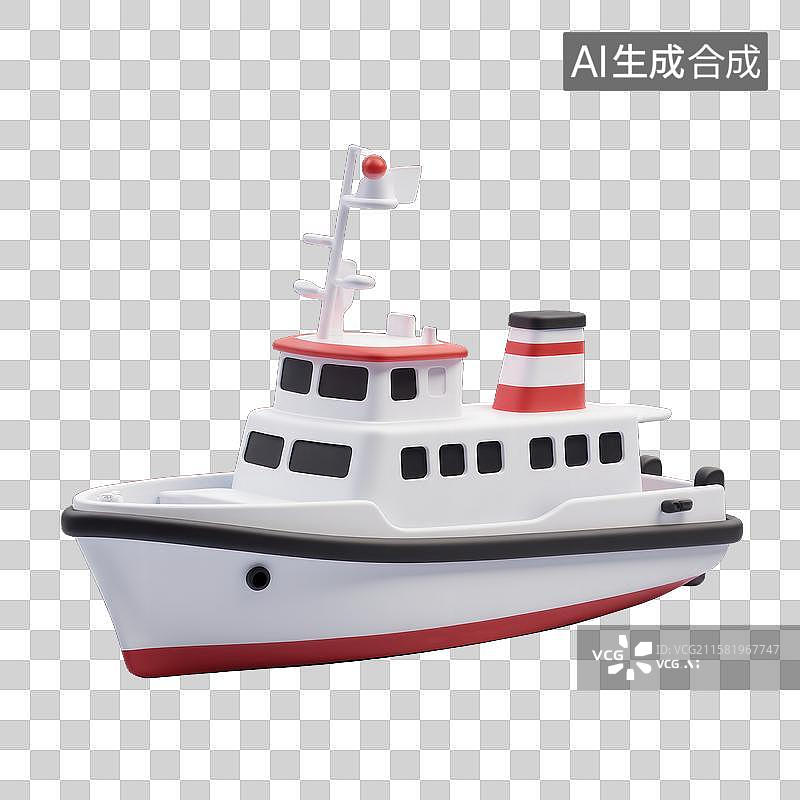 【AI数字艺术】迷你游艇模型卡通风格小游艇图片素材