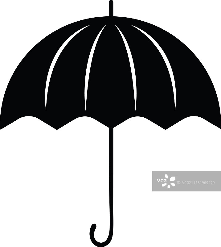 黑白伞剪影图标图片素材