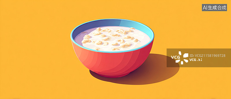 【AI数字艺术】简约风格的牛奶麦圈图片素材