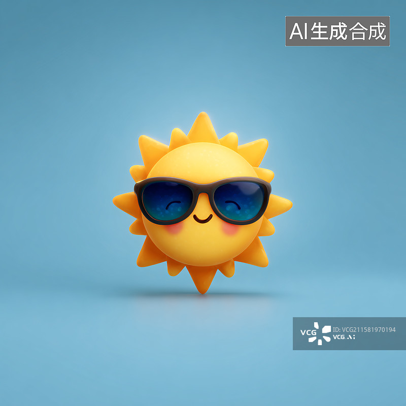 【AI数字艺术】3d卡通戴墨镜的太阳图片素材