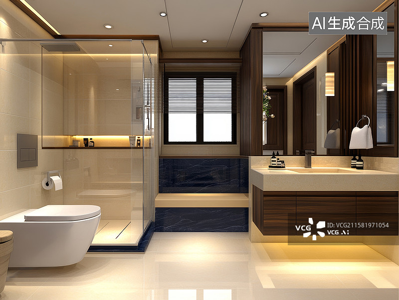 【AI数字艺术】现代豪华浴室设计图片素材