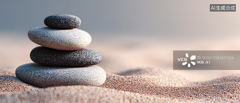 【AI数字艺术】禅意叠石的平衡之美图片素材