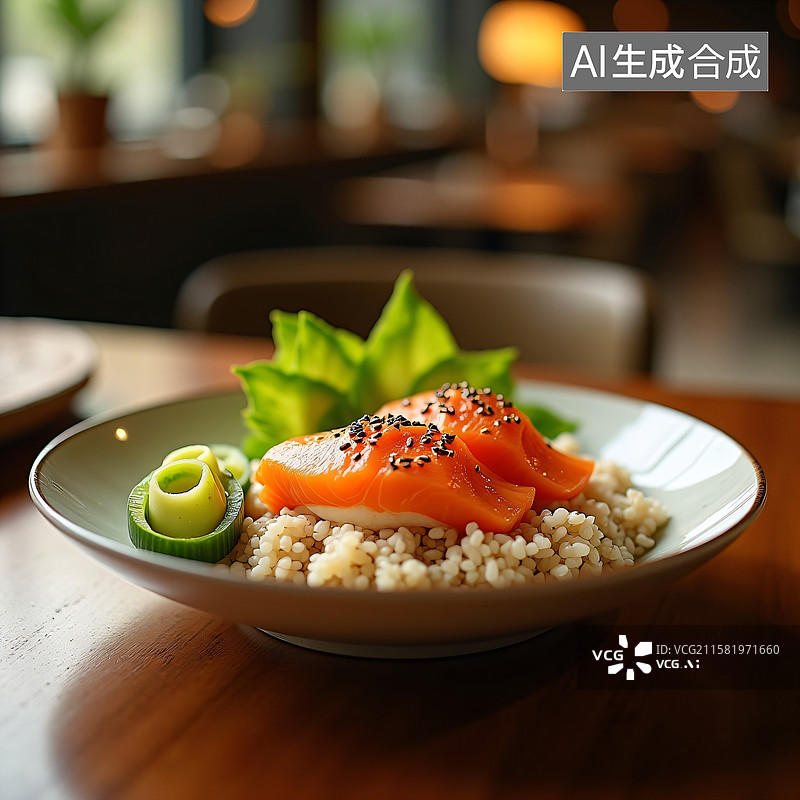 【AI数字艺术】臻美之味：日式三文鱼寿司碗图片素材