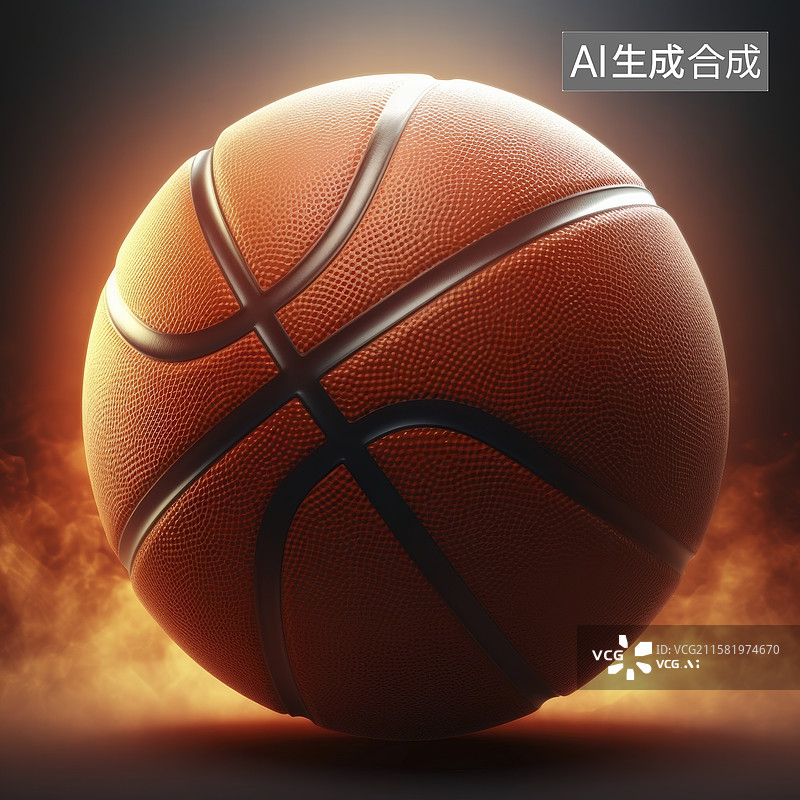 【AI数字艺术】篮球在灰色背景下的特写镜头图片素材