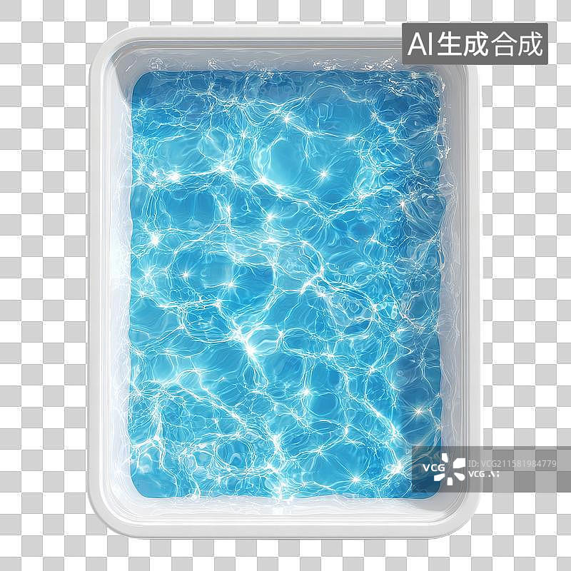 【AI数字艺术】蓝色水波纹的矩形容器图片素材