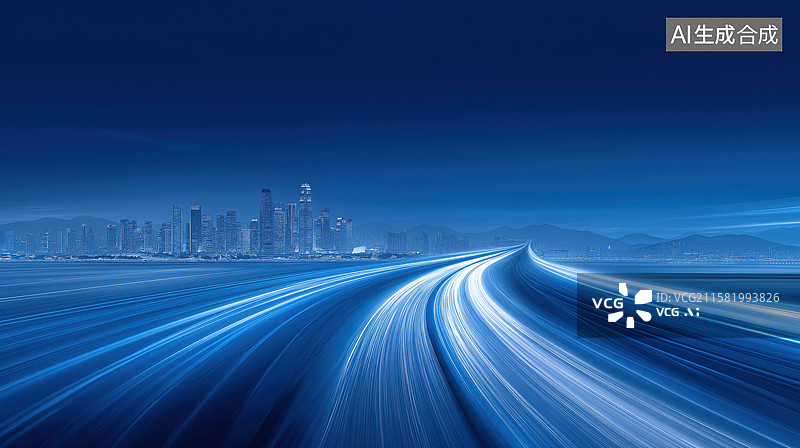 【AI数字艺术】城市夜景与光轨图片素材