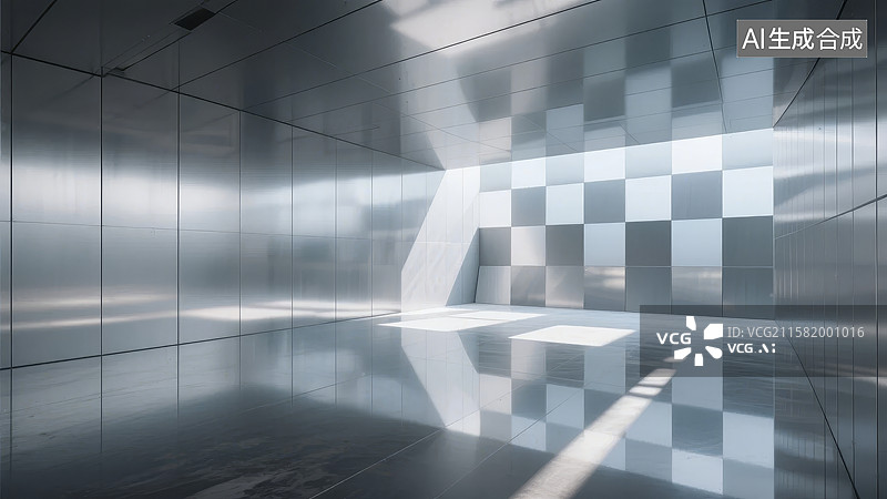 【AI数字艺术】现代金属质感空间图片素材