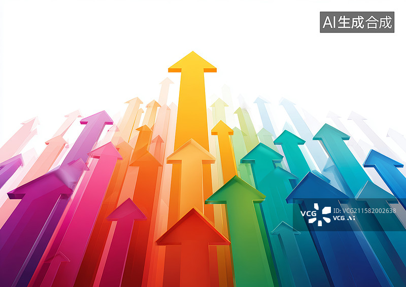 【AI数字艺术】彩虹箭头向上指图片素材