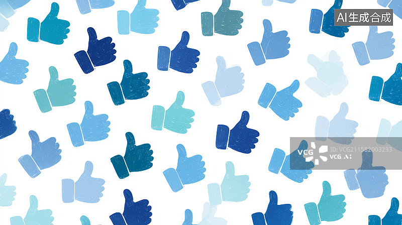 【AI数字艺术】蓝色拇指点赞图案图片素材