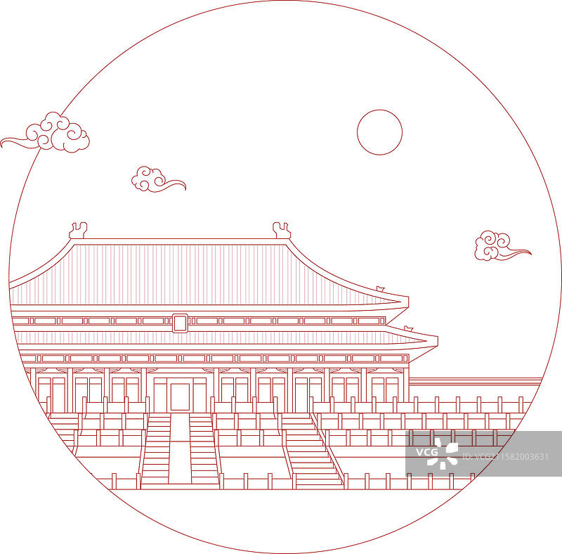 故宫北京地标建筑矢量插画图片素材