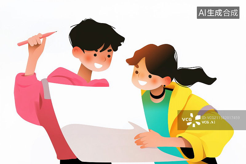 【AI数字艺术】大学生求职毕业季拿着简历在找工作或合作学习完成报告图片素材