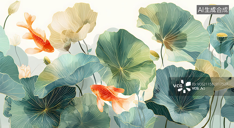 【AI数字艺术】国风水墨荷花壁纸图片素材